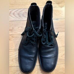 John Varvatos Black Leather Chukka Boots